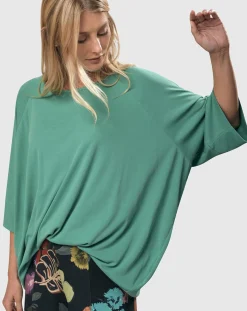 Women Alembika Tops & Tunics<Essential Favorite Cupro Blouson Top, Seafoam