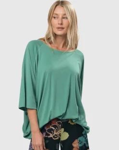 Women Alembika Plus<Essential Favorite Cupro Blouson Top, Seafoam