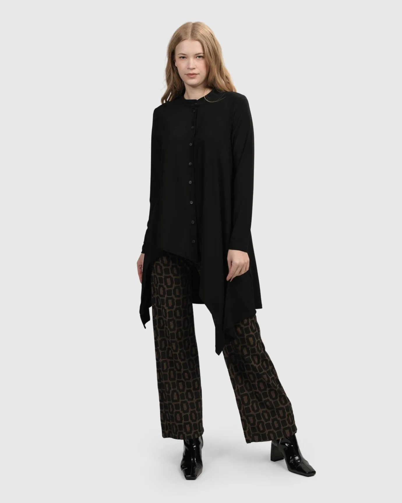 Women Alembika Tops & Tunics<Essential Hi-Lo Button Down Top, Black
