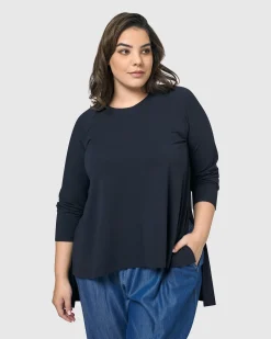 Women Alembika Tops & Tunics<Essential Hi-Lo Top, Navy