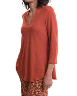 Women Alembika Tops & Tunics<Essential Linen V-Neck Top, Orange