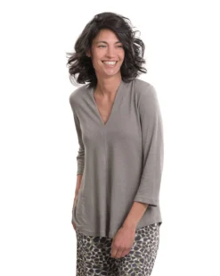 Women Alembika Plus<Essential Linen V-Neck Top, Sage
