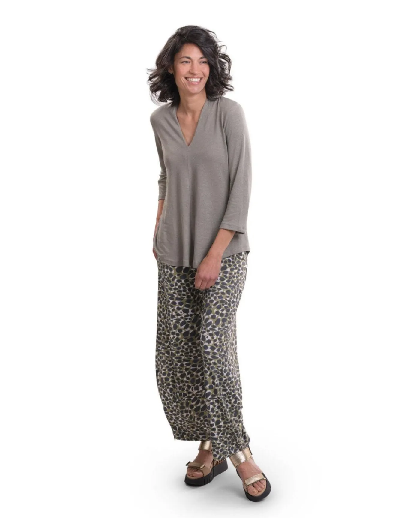 Women Alembika Plus<Essential Linen V-Neck Top, Sage