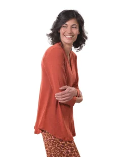 Women Alembika Plus<Essential Linen V-Neck Top, Orange