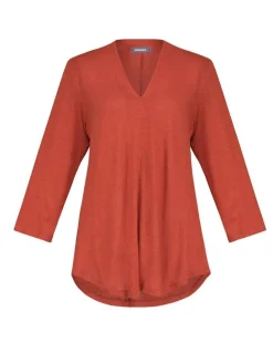Women Alembika Plus<Essential Linen V-Neck Top, Orange