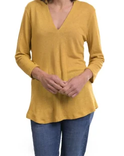 Women Alembika Plus<Essential Linen V-Neck Top, Yellow
