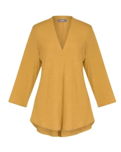 Women Alembika Plus<Essential Linen V-Neck Top, Yellow