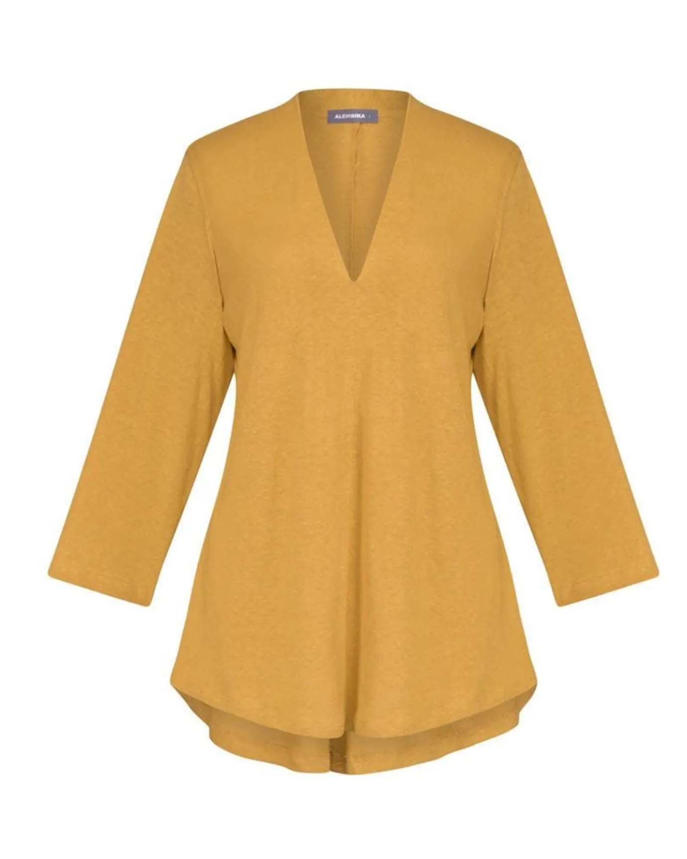 Women Alembika Plus<Essential Linen V-Neck Top, Yellow