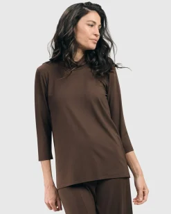 Women Alembika Plus<Essential Mockneck Top, Coffee