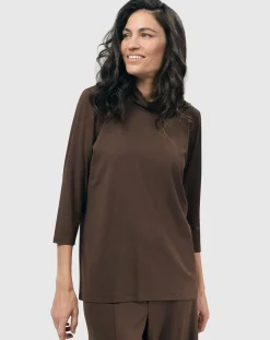 Women Alembika Plus<Essential Mockneck Top, Coffee