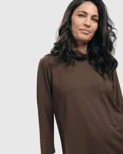 Women Alembika Plus<Essential Mockneck Top, Coffee