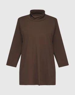Women Alembika Plus<Essential Mockneck Top, Coffee