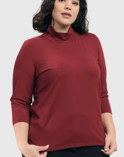 Women Alembika Plus<Essential Mockneck Top, Plum