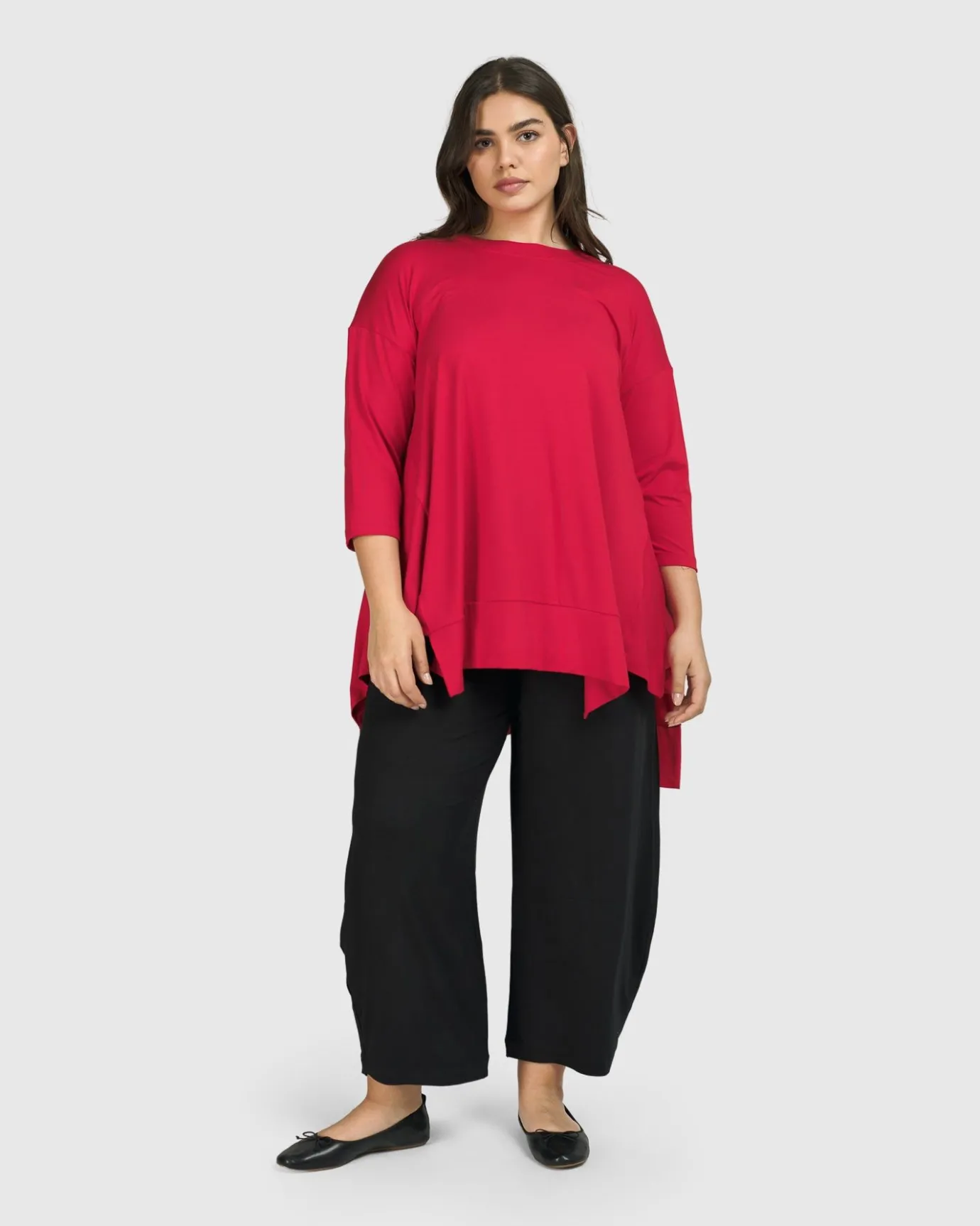 Women Alembika Plus<Essential Oversized Trapeze Top, Red Rose