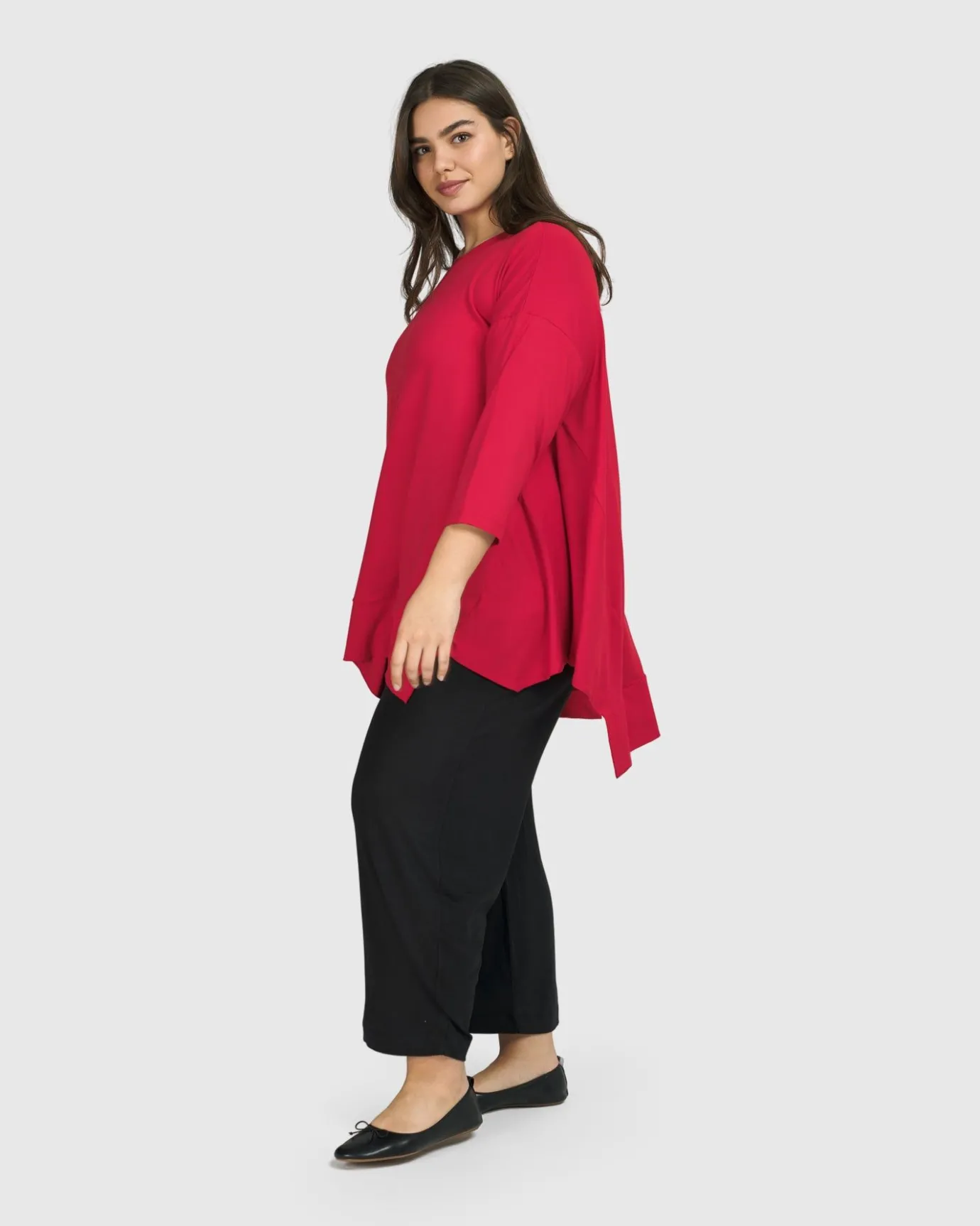 Women Alembika Plus<Essential Oversized Trapeze Top, Red Rose