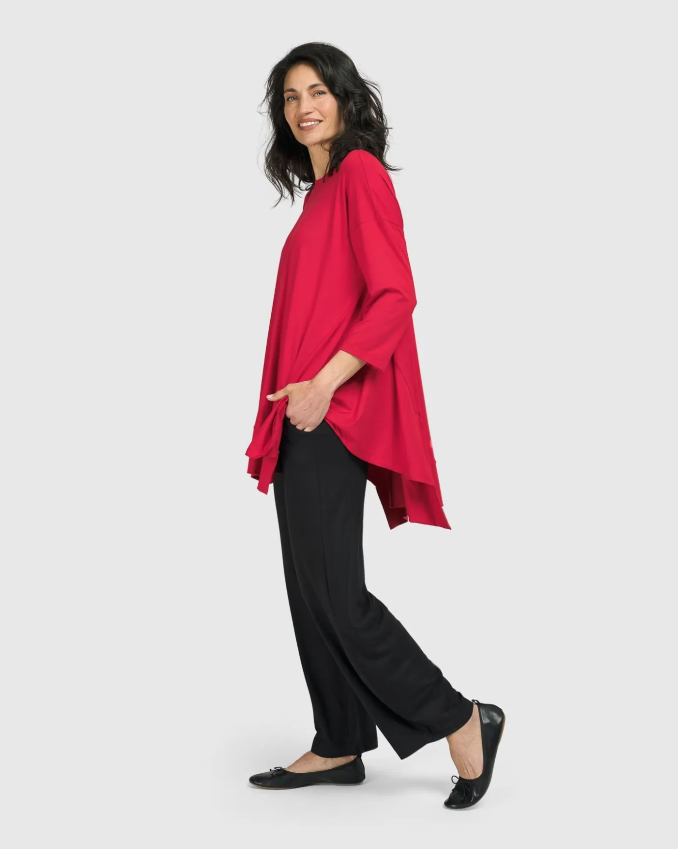 Women Alembika Plus<Essential Oversized Trapeze Top, Red Rose
