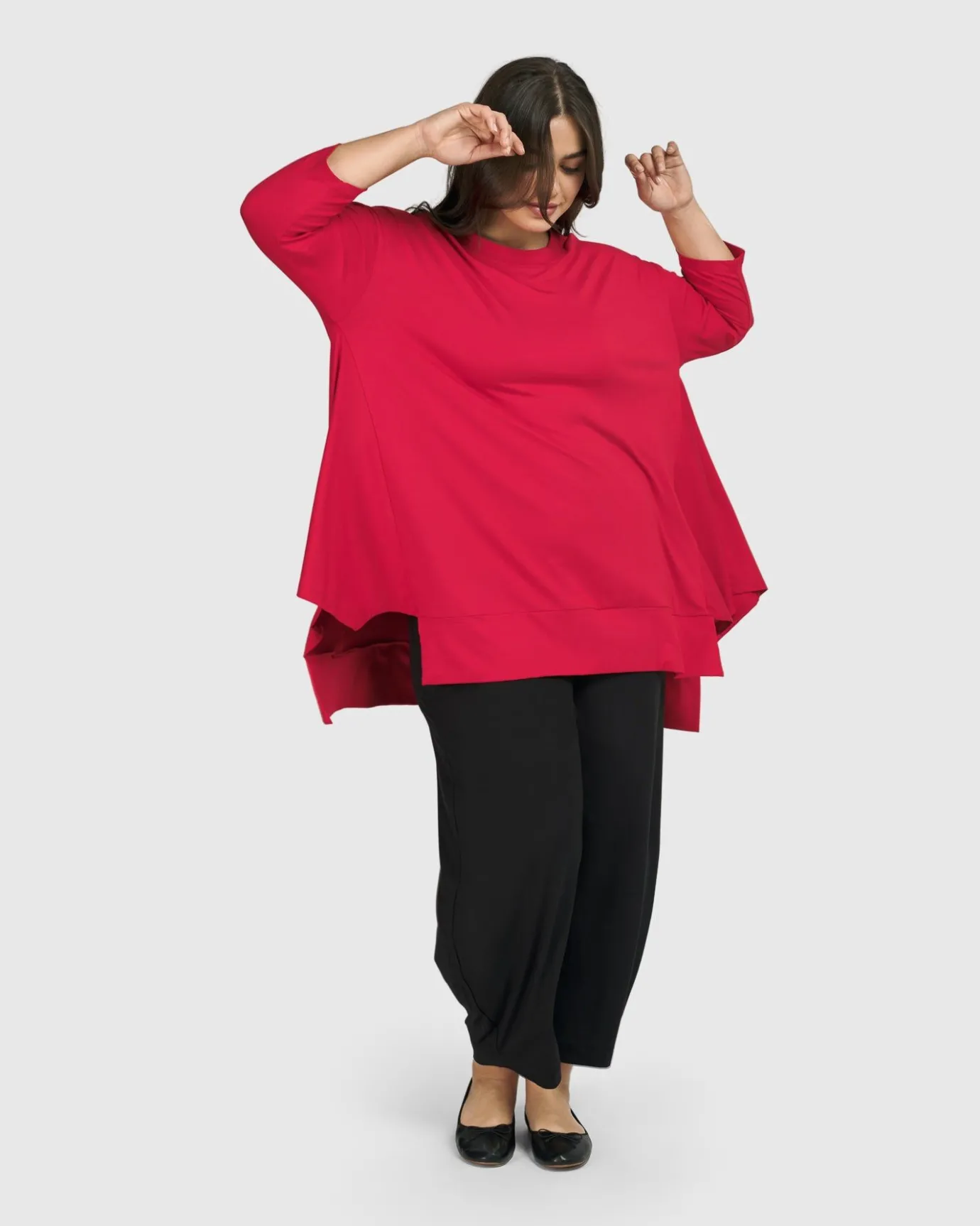 Women Alembika Plus<Essential Oversized Trapeze Top, Red Rose