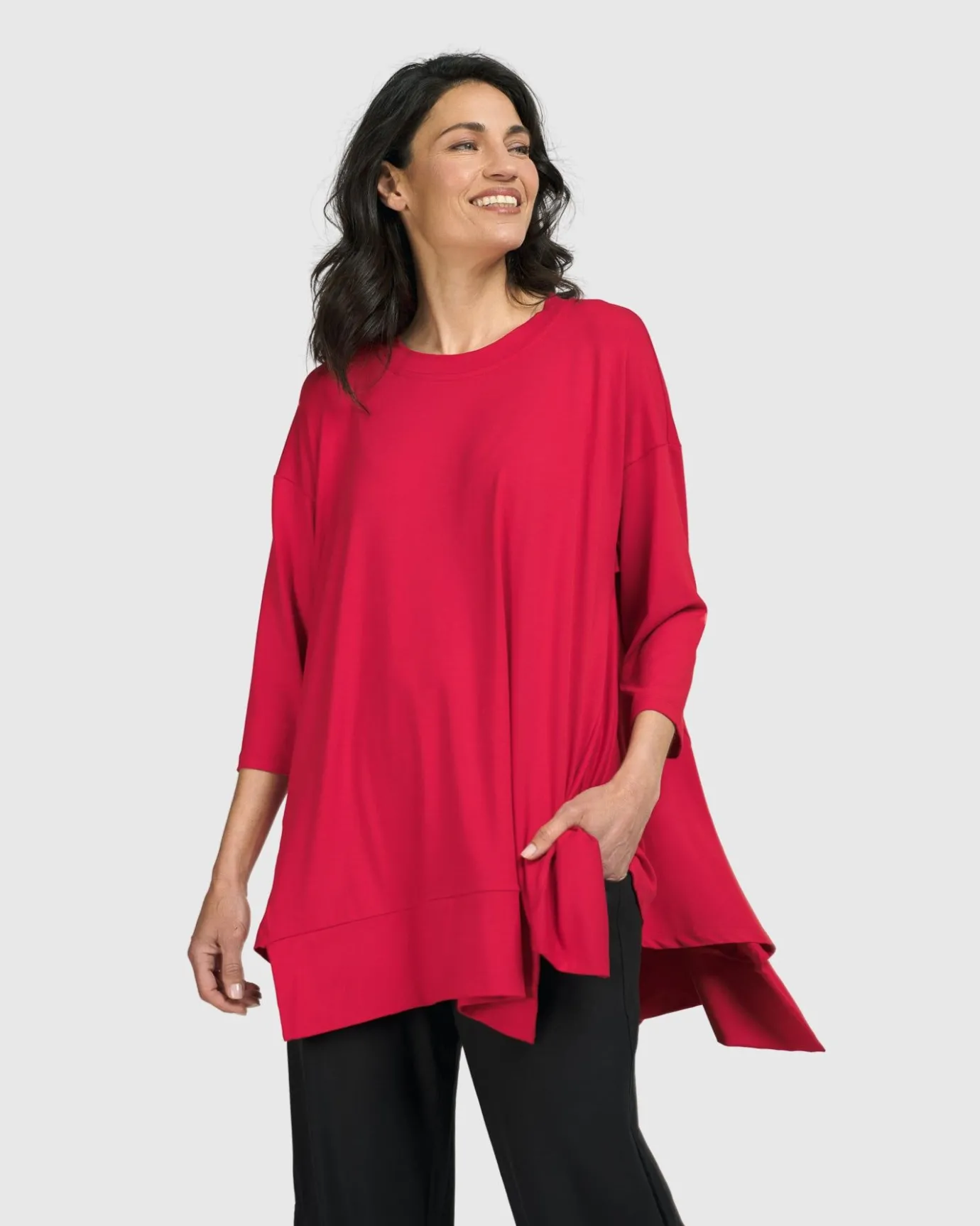 Women Alembika Tops & Tunics<Essential Oversized Trapeze Top, Red Rose