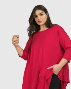 Women Alembika Tops & Tunics<Essential Oversized Trapeze Top, Red Rose
