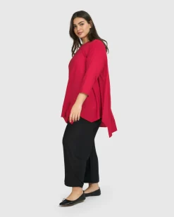 Women Alembika Tops & Tunics<Essential Oversized Trapeze Top, Red Rose