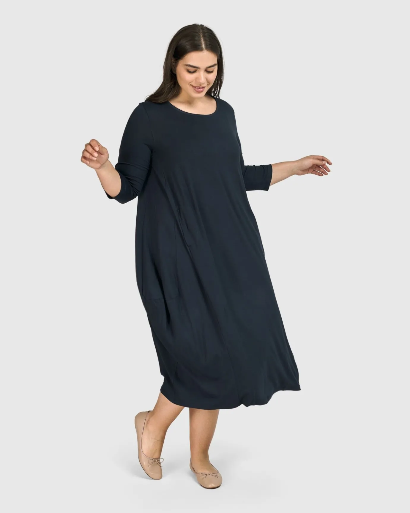Women Alembika Plus<Essential Relaxed Midi Dress, Ocean
