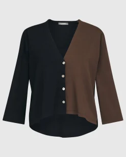 Women Alembika Jackets<Essential 2-Tone Crop Cardigan, Coffee