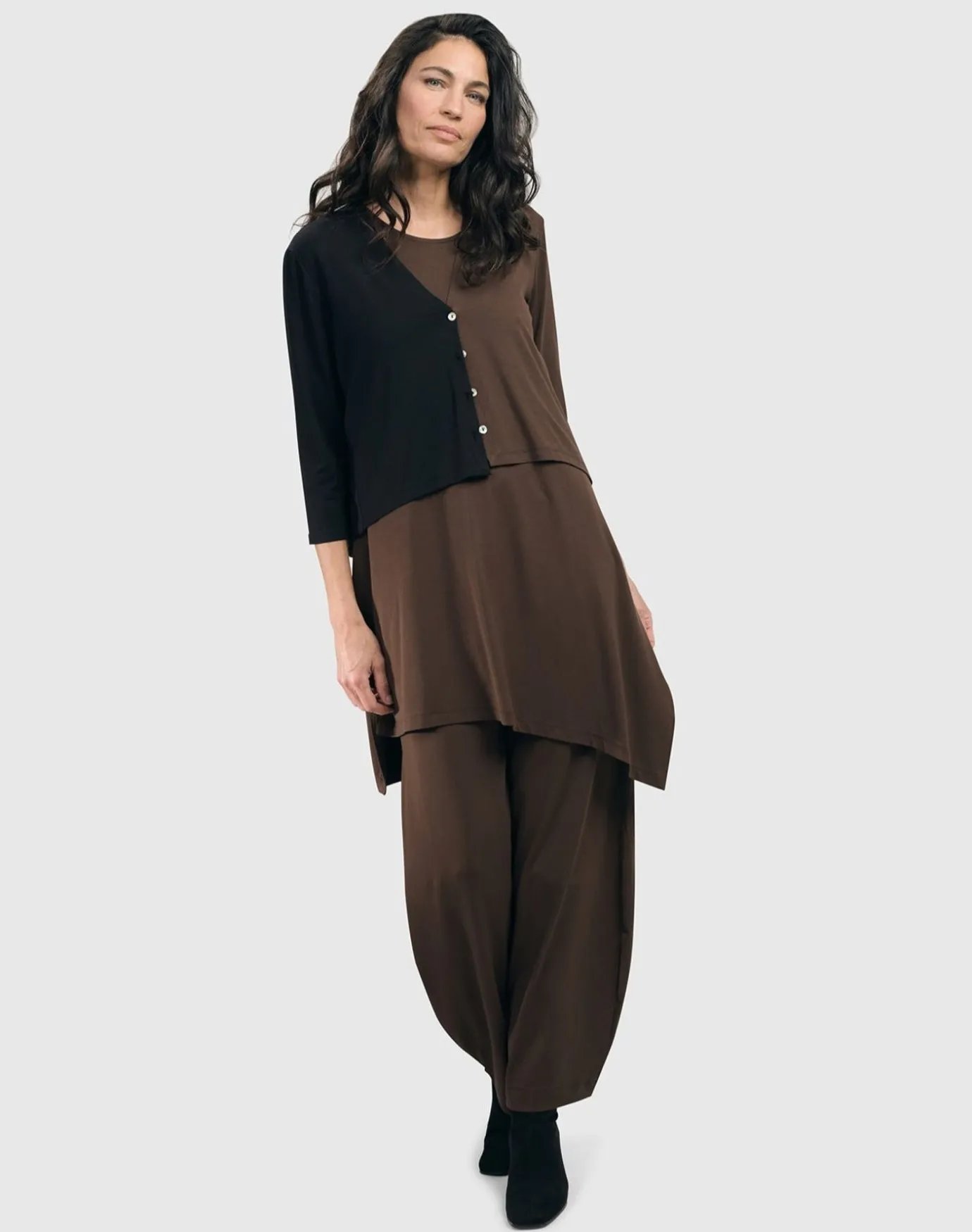 Women Alembika Plus<Essential 2-Tone Crop Cardigan, Coffee