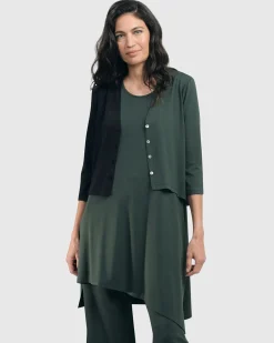 Women Alembika Plus<Essential 2-Tone Crop Cardigan, Green