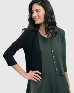 Women Alembika Plus<Essential 2-Tone Crop Cardigan, Green