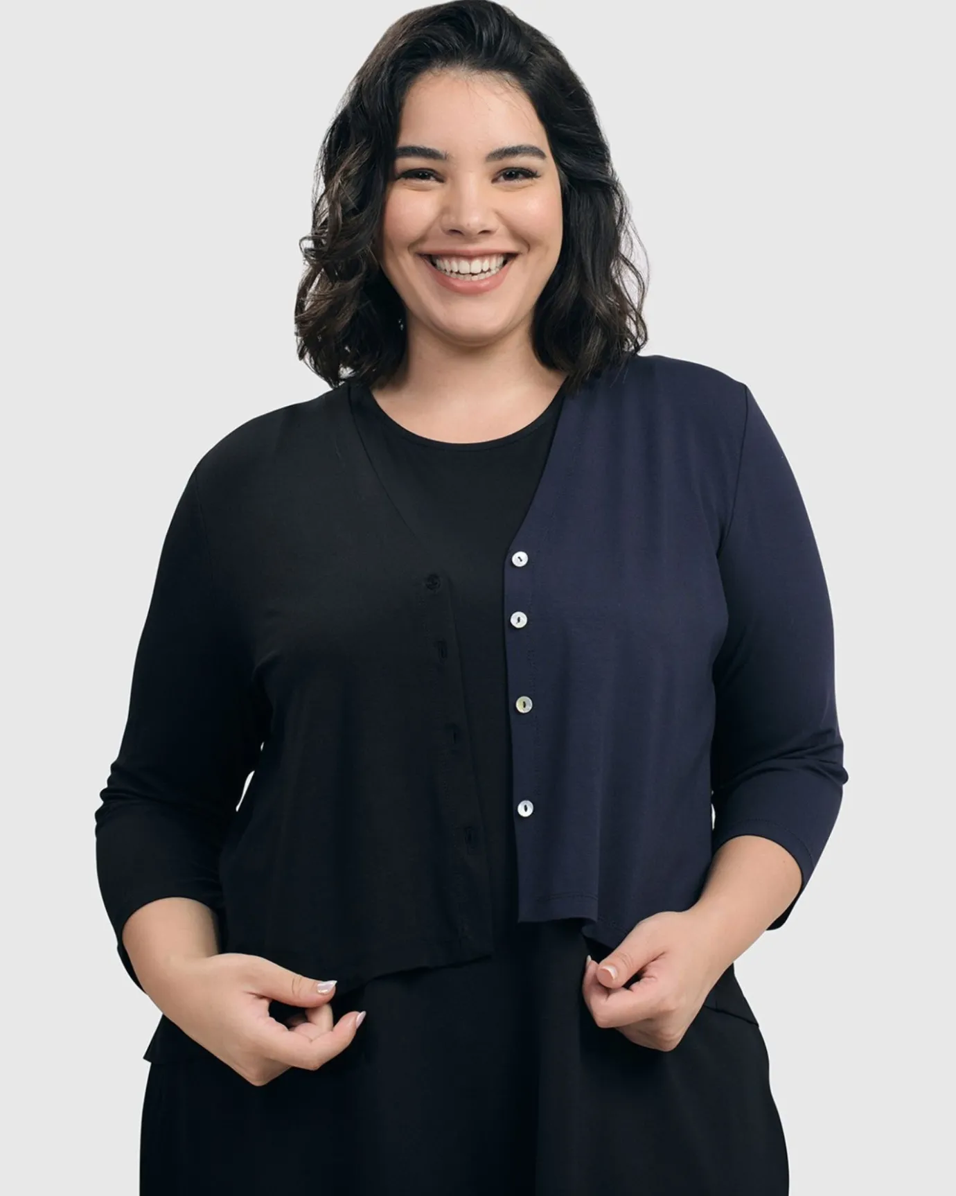 Women Alembika Jackets<Essential 2-Tone Crop Cardigan, Navy