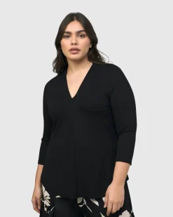 Women Alembika Tops & Tunics<Essential V-Neck Top, Black
