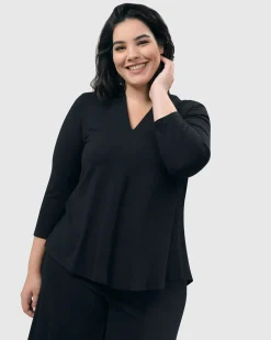 Women Alembika Tops & Tunics<Essential V-Neck Top, Black