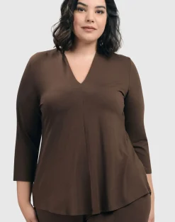 Women Alembika Plus<Essential V-Neck Top, Coffee