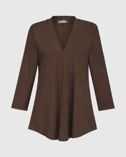 Women Alembika Plus<Essential V-Neck Top, Coffee