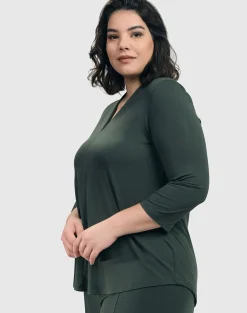 Women Alembika Tops & Tunics<Essential V-Neck Top, Green