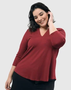 Women Alembika Tops & Tunics<Essential V-Neck Top, Plum