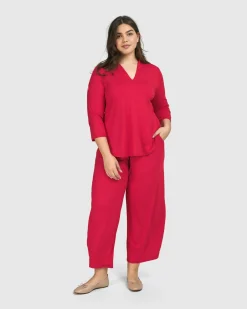 Women Alembika Tops & Tunics<Essential V-Neck Top, Red Rose
