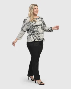 Women Alembika Plus<Flirty Cutaway Boxy Top, Script