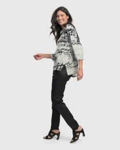 Women Alembika Plus<Flirty Cutaway Boxy Top, Script