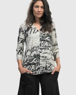 Women Alembika Tops & Tunics<Flirty Signature V Neck Top, Script