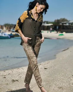Women Alembika Pants & Skirts<Floral Iconic Stretch Jeans, Gold Wash