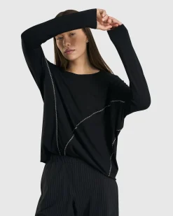 Women Alembika Tops & Tunics<Go-To Drop Sleeve Top, Black
