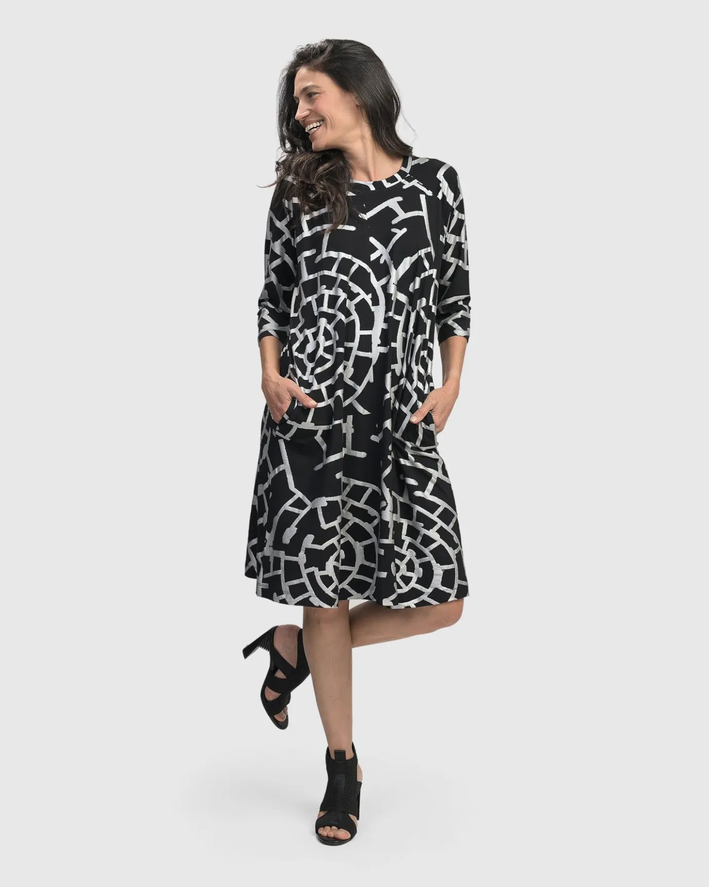 Women Alembika Dresses<Hypnotic A Line Dress, Silver