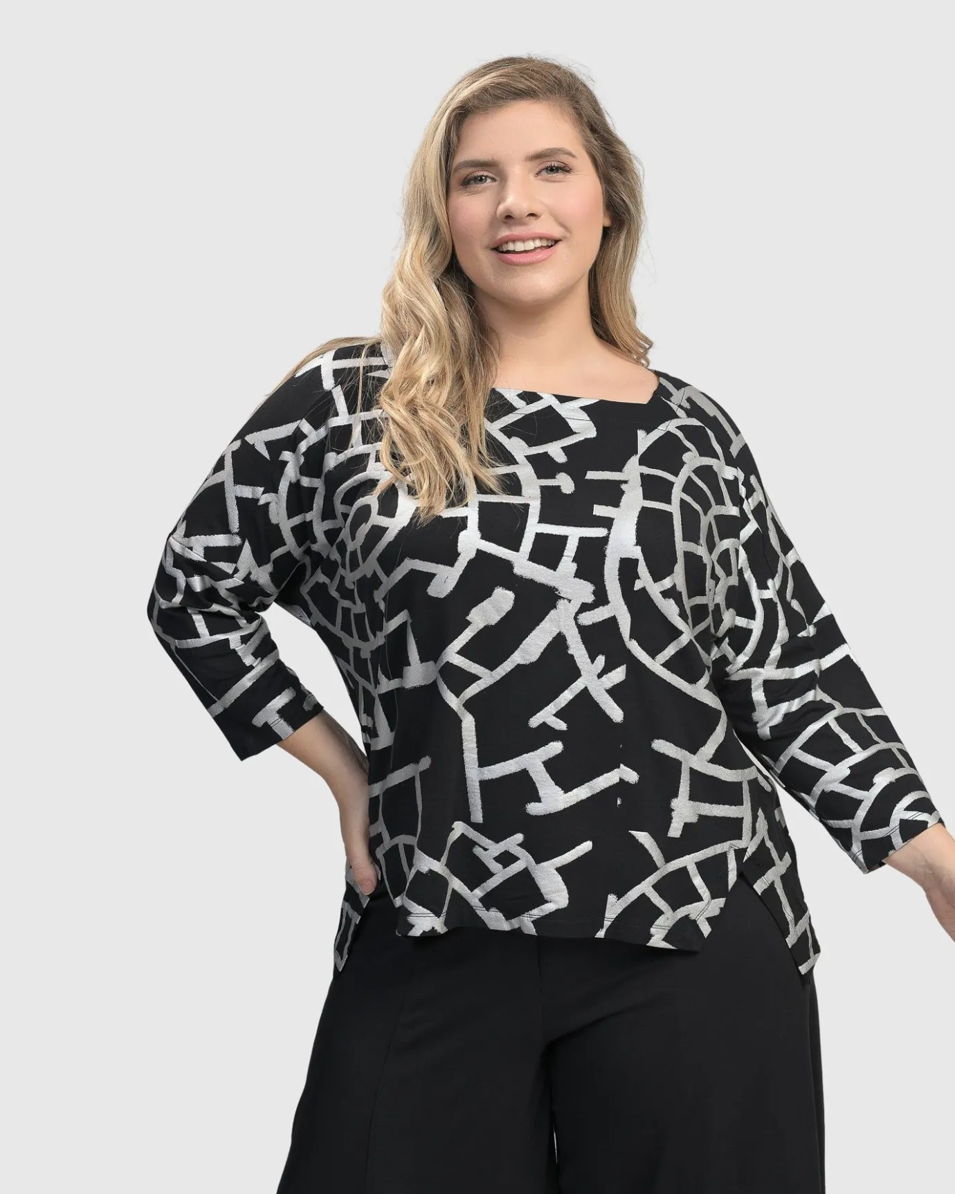 Women Alembika Plus<Hypnotic Cutaway Boxy Top, Silver