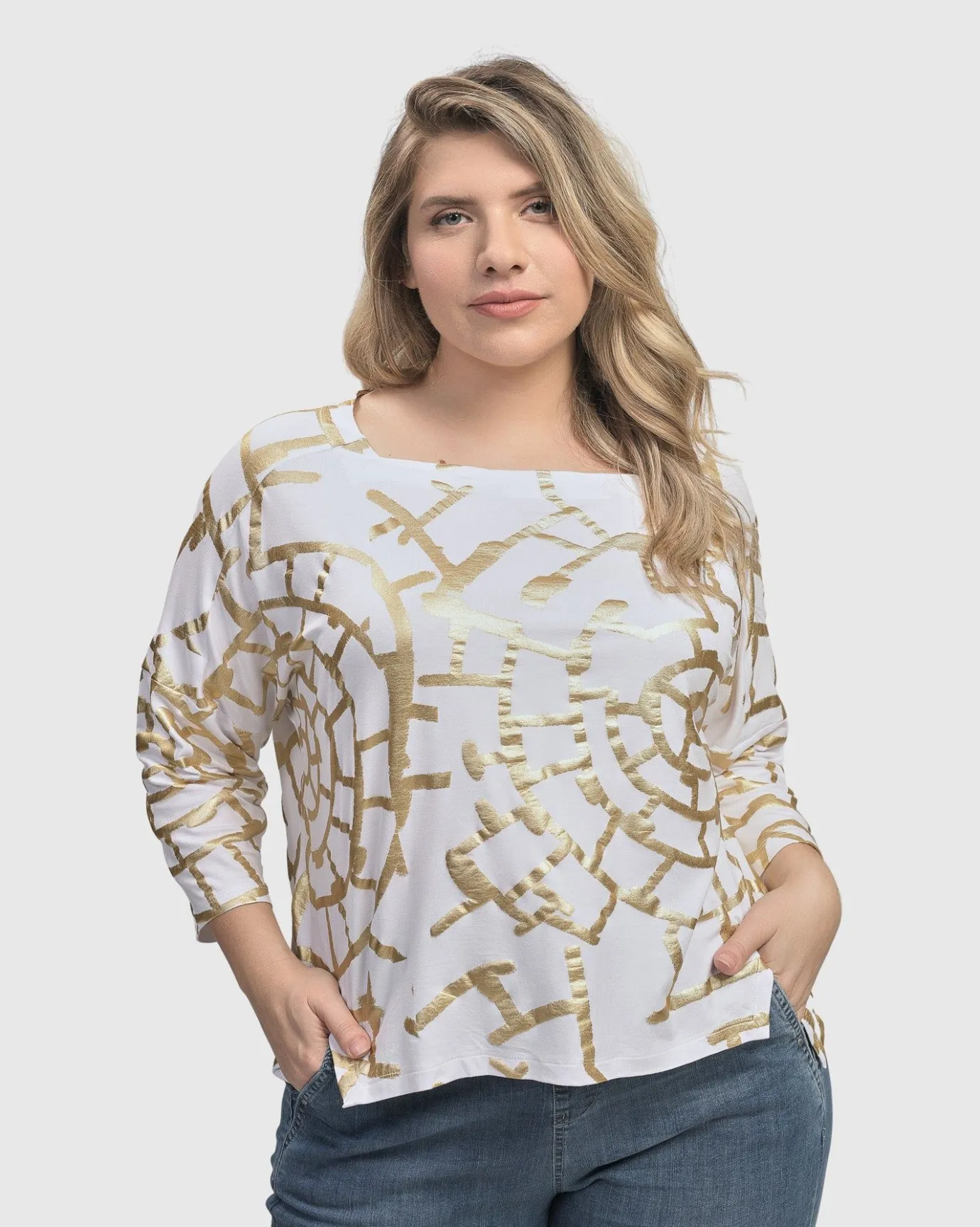 Women Alembika Plus<Hypnotic Cutaway Boxy Top, Gold