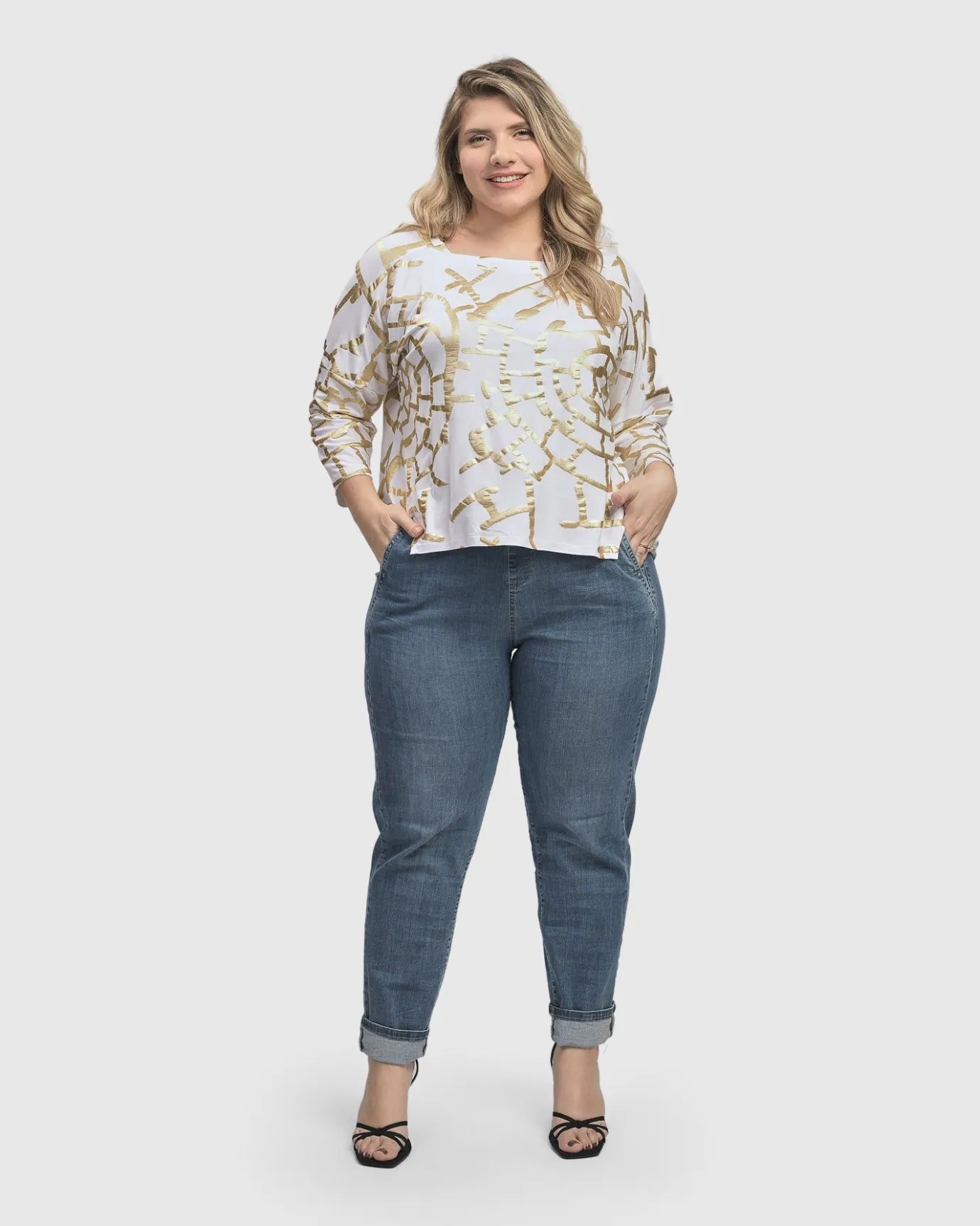 Women Alembika Plus<Hypnotic Cutaway Boxy Top, Gold