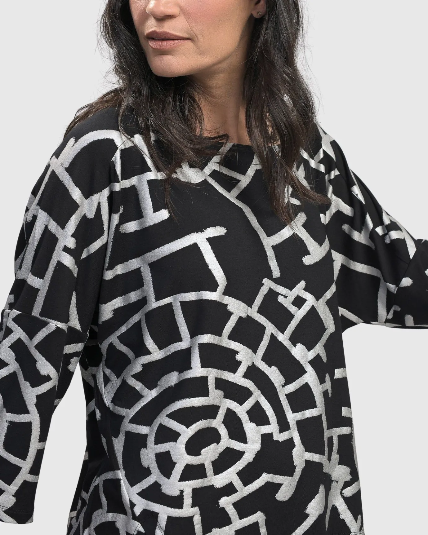 Women Alembika Tops & Tunics<Hypnotic Cutaway Boxy Top, Silver