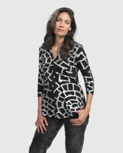 Women Alembika Tops & Tunics<Hypnotic Signature V Neck Top, Silver