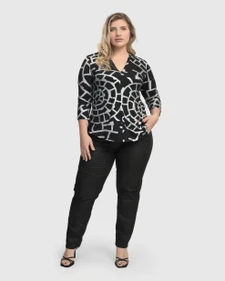 Women Alembika Plus<Hypnotic Signature V Neck Top, Silver