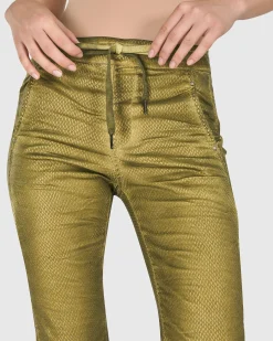 Women Alembika Pants & Skirts<Iconic Stretch Jeans, Green Snake